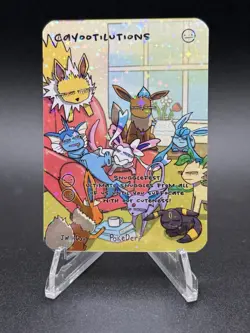 Pokederp Cayootilutions - Holo Eeveelutions Derpy Fan Art Card - Image 1