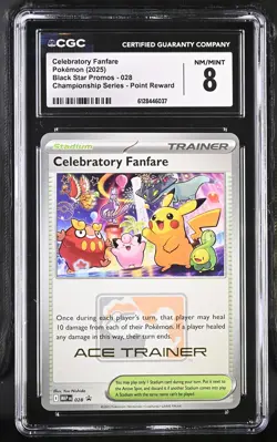 CGC 8 Celebratory Fanfare 028 Championship Series Promo Pokemon Card - Image 1