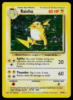 Pokemon Card - Raichu Base Set 14/102 Holo Rare - Image 1