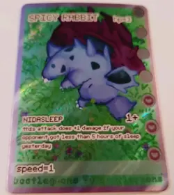 Spicy Rabbit (Nidorina And Nidorino) Bootlegmons Pokemon Card Textured Holo - Image 2