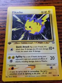 MP! Pikachu 70/111 1st edition Neo Genesis Set Rare Vintage Pokemon Card - Image 1