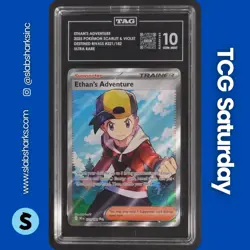 2025 POKEMON DESTINED RIVALS #221/182 ETHAN'S ADVENTURE FA ULTRA RARE TAG 10 - Image 1