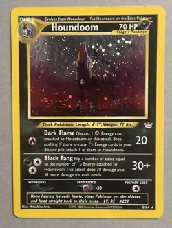 Pokemon TCG Houndoom 8/64 Neo Revelation Double Holo Error 2001 - Image 1