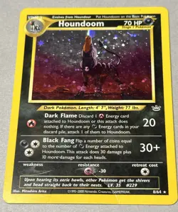 Pokemon TCG Houndoom 8/64 Neo Revelation Double Holo Error 2001 - Image 5