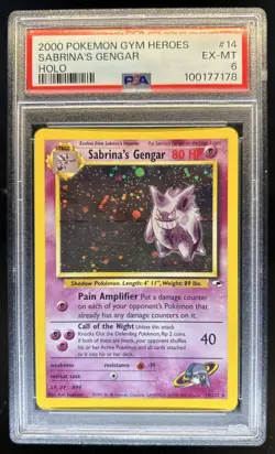 2000 Pokemon Gym Heroes Sabrina's Gengar Holo #14/132 PSA 6 - Image 1