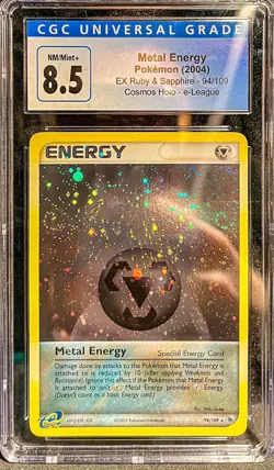 2004 Pokemon EX Ruby Metal Energy Cosmos Holo e-League 94/109 CGC 8.5 Swirl - Image 2