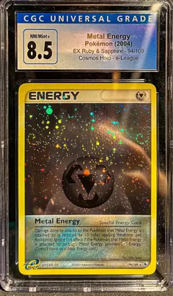 2004 Pokemon EX Ruby Metal Energy Cosmos Holo e-League 94/109 CGC 8.5 Swirl - Image 3