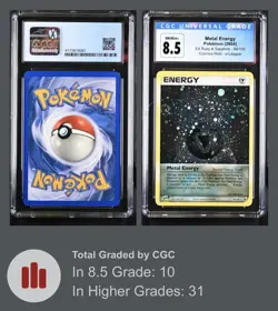 2004 Pokemon EX Ruby Metal Energy Cosmos Holo e-League 94/109 CGC 8.5 Swirl - Image 5