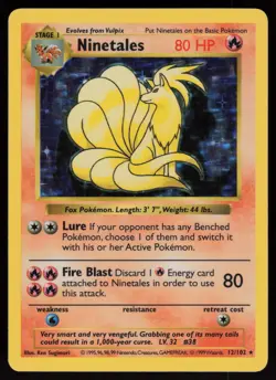 Ninetales 12/102 Shadowless Holo Rare Pokemon - Image 1