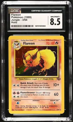 Flareon Pokemon 1999 English Jungle - Unlimited 3/64 Holo Rare CGC 8.5 - Image 1
