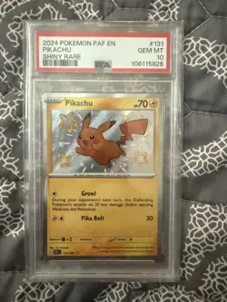 Pokemon Pikachu Shiny Rare Holo SV: Paldean Fates 131/091 PSA 10 2024 - Image 1