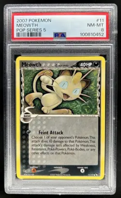 2007 Pokemon POP Series 5 Meowth #11/17 PSA 8 - Image 1