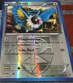 Pokemon TCG - 2x CHATOT - Plasma Blast 77/101 Reverse Holo Uncommon - MP - Image 3