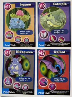 1999 Poketrivia Pokemon Card Lot Of 26 No Doubles Burger King BK Mew MP-HP - Image 2