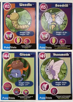 1999 Poketrivia Pokemon Card Lot Of 26 No Doubles Burger King BK Mew MP-HP - Image 3