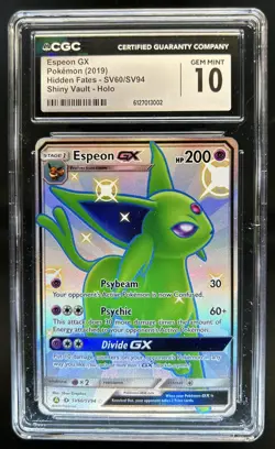 2019 Pokemon SM Hidden Fates Espeon GX Shiny Vault #SV60/SV94 CGC 10 - Image 1