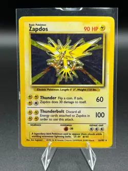 Pokemon TCG Zapdos 1999 Base Set 16/102 Holo Unlimited Holo Rare MP Condition - Image 1