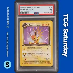 2000 POKEMON TEAM ROCKET FIRST EDITION #38/82 DARK JOLTEON PSA 7 - Image 1