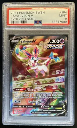 2021 Pokemon SWSH Evolving Skies Sylveon V #184/203 PSA 9 - Image 1