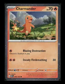 Pokemon Scarlet Violet 151 Cosmo Holo 004/165 Charmander Premium Collection - Image 1
