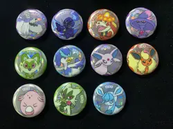 2025 Pokemon TCG Chinese Gem Pack Badge Eevee Mismagius Sprigatito Lot*11 YX89 - Image 1
