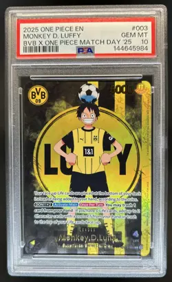 2025 One Piece BVB X Match Day Monkey D. Luffy #ST13-003 PSA 10 GEM MINT - Image 1