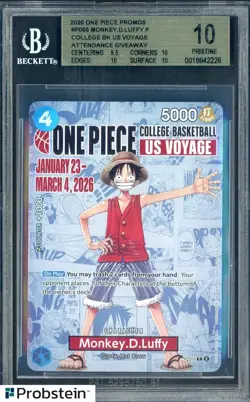 2026 Monkey D Luffy One Piece Promo College Basketball US Voyage BGS 10 PRISTINE - Image 1