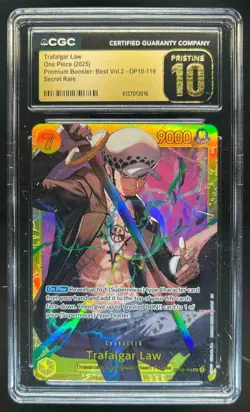 2025 One Piece PB Best Vol 2 Trafalgar Law Secret Rare #OP10-119 CGC 10 Pristine - Image 1