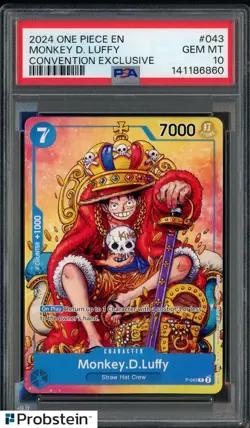 2024 One Piece EN Convention Exclusive #043 Monkey D. Luffy PSA 10 GEM MINT - Image 1