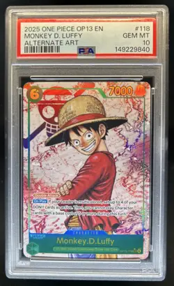 2025 One Piece Monkey D. Luffy Secret Rare Alt Art #OP13-118 PSA 10 - Image 1