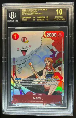 2022-24 One Piece Promos Nami P Gift 2023 #OP01-016 BGS 10 Black Label - Image 1