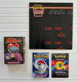 Pokemon TCG Team Rocket Trouble Theme Deck Box, Card Lists, Rulebook, Poster - Image 1