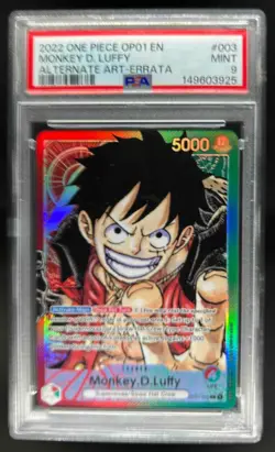 2022 One Piece Romance Dawn Monkey.D.Luffy Alternate Art Errata #OP01-003 PSA 9 - Image 1