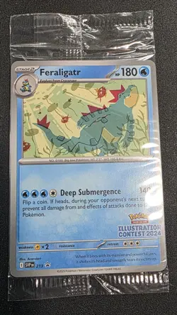 Sealed Pokemon TCG Feraligatr and Pikachu Illustration Contest 2024 Promo Cards - Image 1