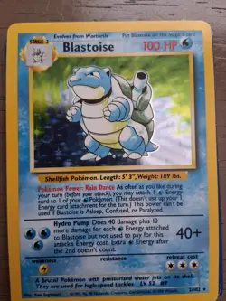 Pokemon Blastoise Base Set Holo Rare 2/102 100 HP 1999 English Card - Image 1