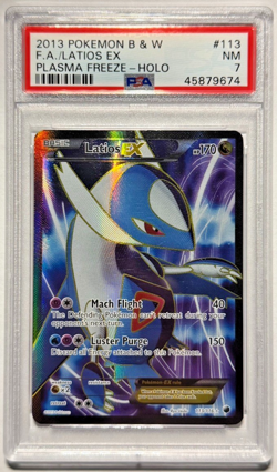 2013 Pokemon Card B&W Latios EX Full Art Plasma Freeze Ultra Rare 113/116 PSA 7 - Image 1