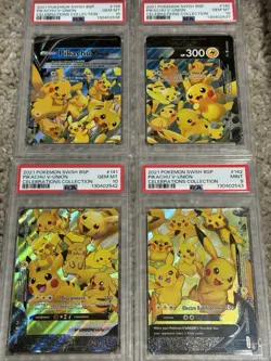 Pikachu V Union Set of 4 PSA 10 x3 PSA 9 SWSH139 SWSH140 SWSH141 SWSH142 POKEMON - Image 1