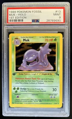 1999 Pokemon Fossil 1st Edition Muk #13/62 PSA 9 - Image 1