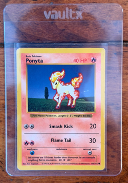 1999 Pokemon Ponyta SHADOWLESS 60/102 Base Set Regular Common - LP - Image 1
