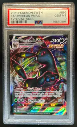 2021 Pokemon SWSH Evolving Skies Umbreon VMAX #095/203 PSA 10 - Image 1