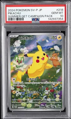 2024 POKEMON JPN SV-P PROMO #218 PIKACHU PSA 10 - Image 1