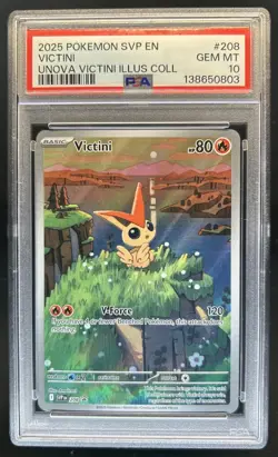 2025 Pokemon SV Black Star Promos - SVP EN Victini Full Art #208 PSA 10 - Image 1
