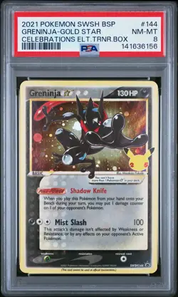 2021 POKEMON SWSH BLACK STAR PROMO #144 GRENINJA-GOLD STAR PSA 8 - Image 1
