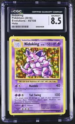 Nidoking *CGC 8.5* Holo *Evolutions* #45 *2016* Pokemon - Image 1