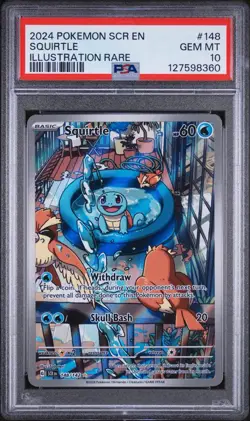 Pokemon Squirtle 148/142 Sv07: Stellar Crown Illustration Rare Holo PSA 10 2024 - Image 1