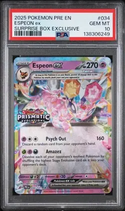 Espeon EX Surprise Box Promo Stamp 034/131 Pokemon Prismatic Evolutions PSA 10 - Image 1