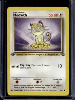 1999 Pokemon Jungle 1st Edition Meowth #56/64 - Image 1