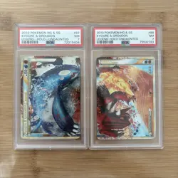 2010 Pokemon HGSS Undaunted Kyogre PSA 7 & Groudon PSA 7 LEGEND SET - Image 1