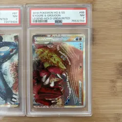 2010 Pokemon HGSS Undaunted Kyogre PSA 7 & Groudon PSA 7 LEGEND SET - Image 3