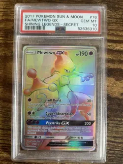 2017 Pokemon Shining Legends Mewtwo GX Holo PSA 10 Secret Rainbow Rare - Image 1